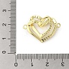 Rack Plating Brass Micro Pave  Clear Cubic Zirconia Double Heart Connector Charms KK-C052-41B-G-3