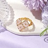 Heart Glass Seed Beads Stretch Rings for Women RJEW-MZ00028-05-2