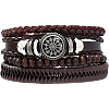 1Pc Cowhide & Imitation Leather Cord Knitted Multi-strand Bracelets AJEW-GF0011-50B-1