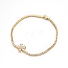 Golden Plated Brass Cubic Zirconia Cup Chain Bracelets BJEW-H0001-02G-1