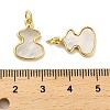 Brass Pave Shell Pendants KK-K365-08C-G-3