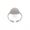 Non-Tarnish 304 Stainless Steel Flat Round with Initial Letter Open Cuff Ring for Men Women RJEW-S405-246P-N-2