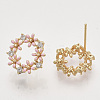 Brass Micro Pave Clear Cubic Zirconia Stud Earring Findings X-KK-T054-38G-NF-2