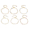 6Pcs 6 Colors 304 Stainless Steel Star Link Bracelets for Women BJEW-JB12385-2