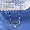 304 Stainless Steel & Blue Glass Beads Pendant Necklaces for Women NJEW-A045-26A-G-3