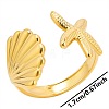 Simple Stainless Steel Starfish Shell Open Cuff Rings for Women NZ3094-2-1