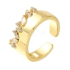 Rack Plating Brass Micro Pave Cubic Zirconia Open Cuff Rings for Women RJEW-M022-30G-1