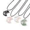 4Pcs 4 Style Natural & Synthetic Mixed Gemstone Crescent Pendant Necklaces Set NJEW-TA00032-1