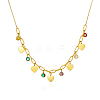 Light Luxury Stainless Steel Pave Colorful Cubic Zirconia Heart Tassel Bib Necklaces for Women Daily Wear GN8905-2-2