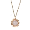 Natural Rose Quartz Copper Wire Wrapped Flower Pendant 304 Stainless Steel Cable Chain Necklaces for Women NJEW-JN05616-02-2