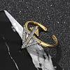 Brass Micro Pave Clear Cubic Zirconia Cuff Finger Rings for Women RJEW-U033-05GP-3