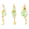 3Pcs 3 Styles Electroplated Natural Quartz Crystal Big Pendants PALLOY-YW00079-03-1