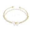 Alloy Pave Clear Cubic Zirconia 2-Strand Open Cuff Bangles for Women AL-CBA3C8B-14G-2