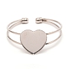 Heart Double Layered Wire Wrap Cuff Bangle BJEW-WH0015-02P-1