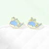 Brass Enamel Stud Earrings EJEW-B152-01G-03-2