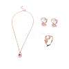 Oval Alloy & Natural Moonstone Pendant Necklaces & Stud Earrings & Rings Sets FS-WG10CC3-01-5