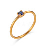Flat Round 304 Stainless Steel Micro Pave Cubic Zirconia Finger Rings FS-WG2DA17-41-1