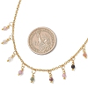 3MM Faceted Round Natural Multicolor Tourmaline Pendant Bib Necklaces with 304 Stainless Steel Cable Chains NJEW-JN05943-3