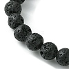 Natural Lava Rock Round Beaded Stretch Bracelet BJEW-JB09804-4