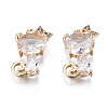 Brass Micro Pave Clear Cubic Zirconia Charms KK-S359-137-RS-1