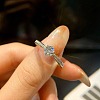 Rhodium Plated 925 Sterling Silver Pave 8.2x4.9mm Moissanite Finger Rings for Women WG36A3D-06-1