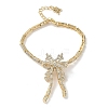 Bowknot Brass Micro Pave Cubic Zirconia Link Chain Bracelets for Women BJEW-A279-01G-4