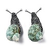 Snail Green Natural Conch Shell Fossil Brooch Pin JEWB-A020-02AS-02-1