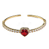 Cubic Zirconia Heart Open Cuff Bangle BJEW-N012-031E-2