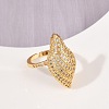 Brass Micro Pave Cubic Zirconia Cuff Rings for Women RJEW-L132-03G-01-2