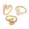 Brass Enamel Cuff Rings for Women RJEW-L113-035G-4