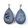 Electroplate Natural Druzy Geode Agate Pendants G-S344-61B-04-2