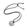 Natural Rose Quartz Round Pendant Necklace NJEW-H009-02-05-2