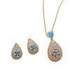 Brass Micro Pave Cubic Zirconia Pendant Necklaces & Stud Earrings Sets FS-WGE5CB1-02-4
