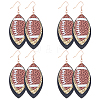 4Pair Rugby Leather with 304 Stainless Steel Dangle Earring EJEW-CL00002-7