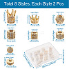 16Pcs 8 Style Rack Plating Brass Cubic Zirconia Beads ZIRC-MP0001-01-3