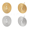 2 Pairs 2 Colors Oval Brass Studs Earrings for Women KK-UN0004-93-1