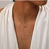 304 Stainless Steel Round Snake Chain Lariat Necklaces NJEW-Z048-01G-1