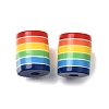 Opaque Rainbow Stripe Opaque Resin Beads RE-CBA0A57-12A-1