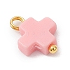 Synthetic Coral Dyed Pink Cross Charms PALLOY-JF04223-01-4