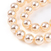 UV Plating Pearlized Glass Pearl Beads Strands GLAA-F128-01B-T8-4