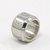 Stainless Steel Large Hole Column Carved Circular Arc Beads STAS-G037-04-2