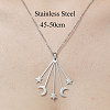 201 Stainless Steel Moon with Star Pendant Necklace NJEW-OY001-59-3