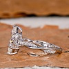 Brass Micro Pave Clear Cubic Zirconia Finger Rings FS-WG5249E-02-3