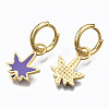 Brass Enamel Huggie Hoop Earrings EJEW-T014-28G-03-NF-2