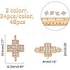 CHGCRAFT 48Pcs 2 Colors Alloy Crystal Rhinestone Connector Charms FIND-CA0005-43-2