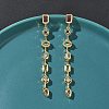 Rectangle with Teardrop Brass Micro Pave Cubic Zirconia Dangle Stud Earrings EJEW-G452-10G-1