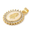 Rack Plating Brass Micro Pave Cubic Zirconia with Shell Pendants KK-P241-44G-01-2