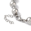 Non-Tarnish 304 Stainless Steel Beads Ball Chain Bracelets for Women BJEW-B092-01B-P-3