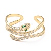 Cubic Zirconia Snake Wrapped Open Cuff Bangle BJEW-A123-22G-1