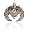 Antique Silver Plated Alloy Rhinestone Bird Pendants ALRI-J111-02AS-1